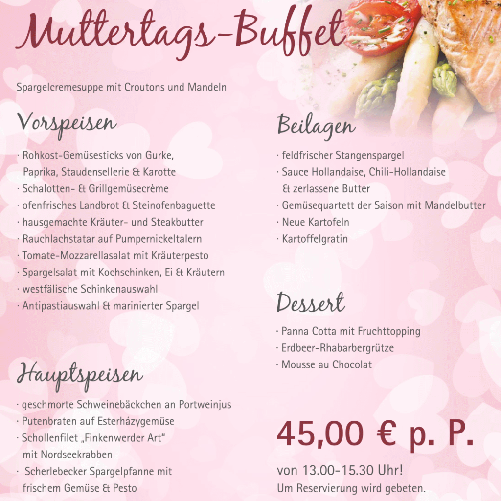 Muttertags-Buffet zum Muttertag 2023 bei Bauer Südfeld in Herten